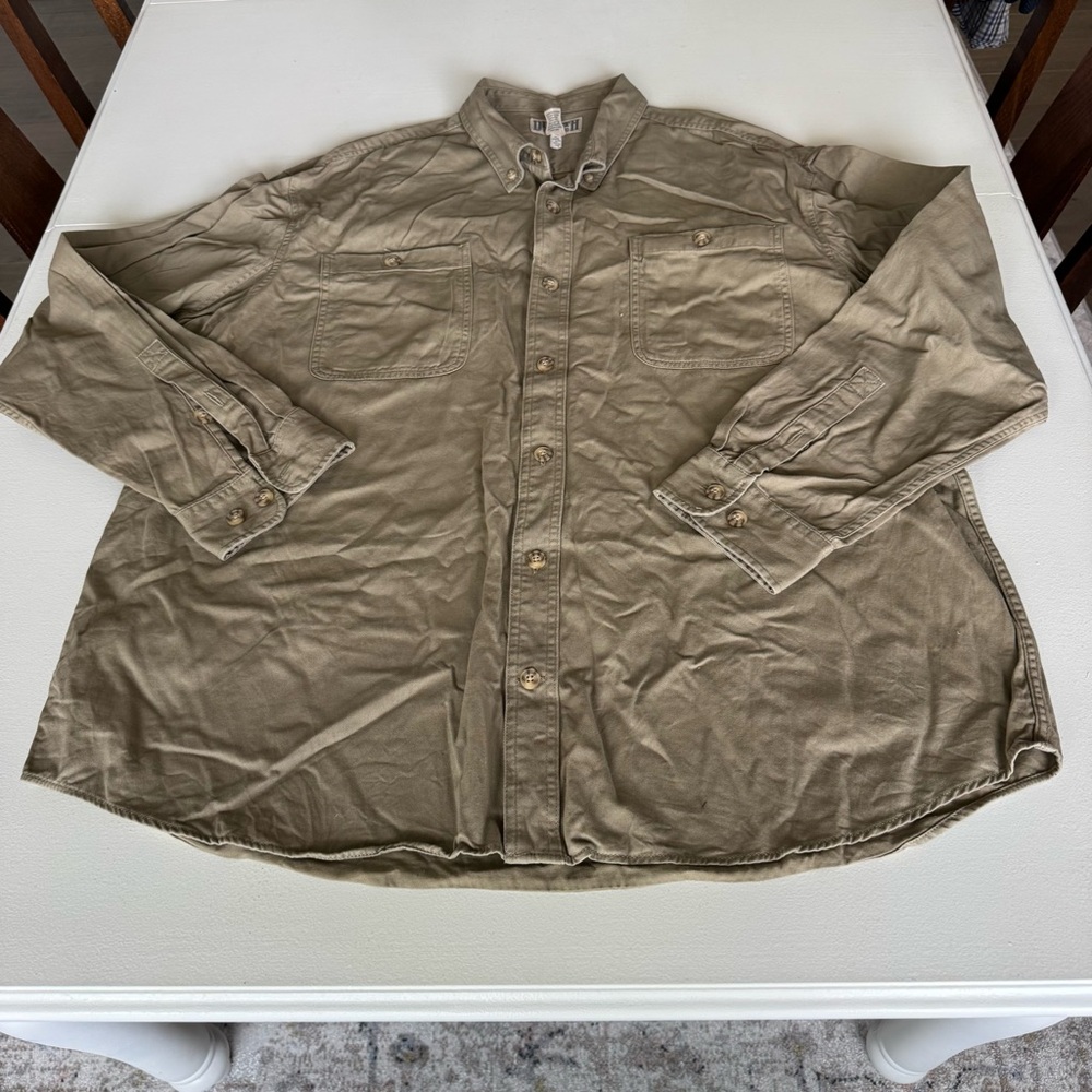 Duluth Trading Co Men's Khaki Shirt Jacket size 2XL 100% Cotton